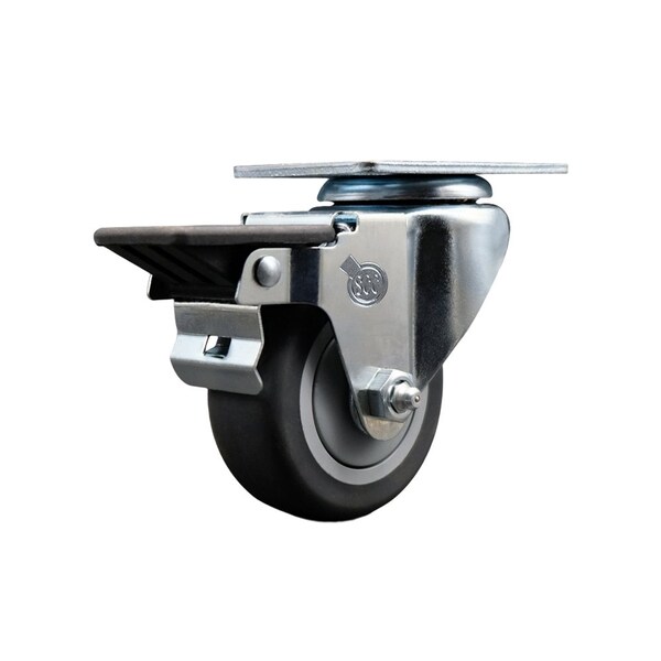 3'' Thermo Rubber Wheel Swivel Top Plate Caster with Posi Brake